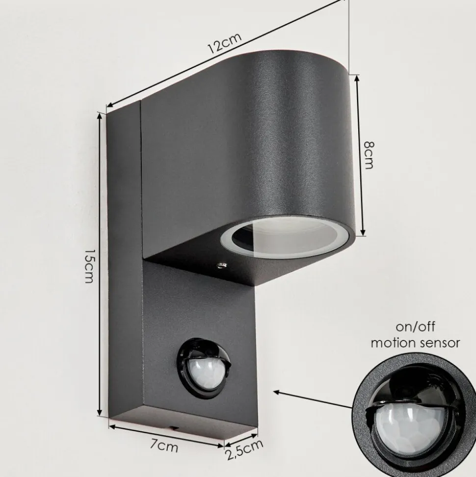 Applique Murale D'Exterieurkingstown Anthracite, Transparent, 1 Lumiere, Detecteur De Mouvement