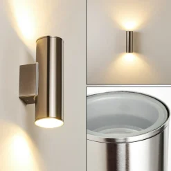 Applique Murale D'Exterieur Brachy Led Acier Inoxydable, 2 Lumieres