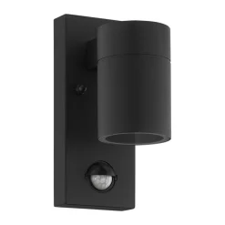 Applique Murale D'Exterieur Eglo Riga Led Noir, 1 Lumiere, Detecteur De Mouvement