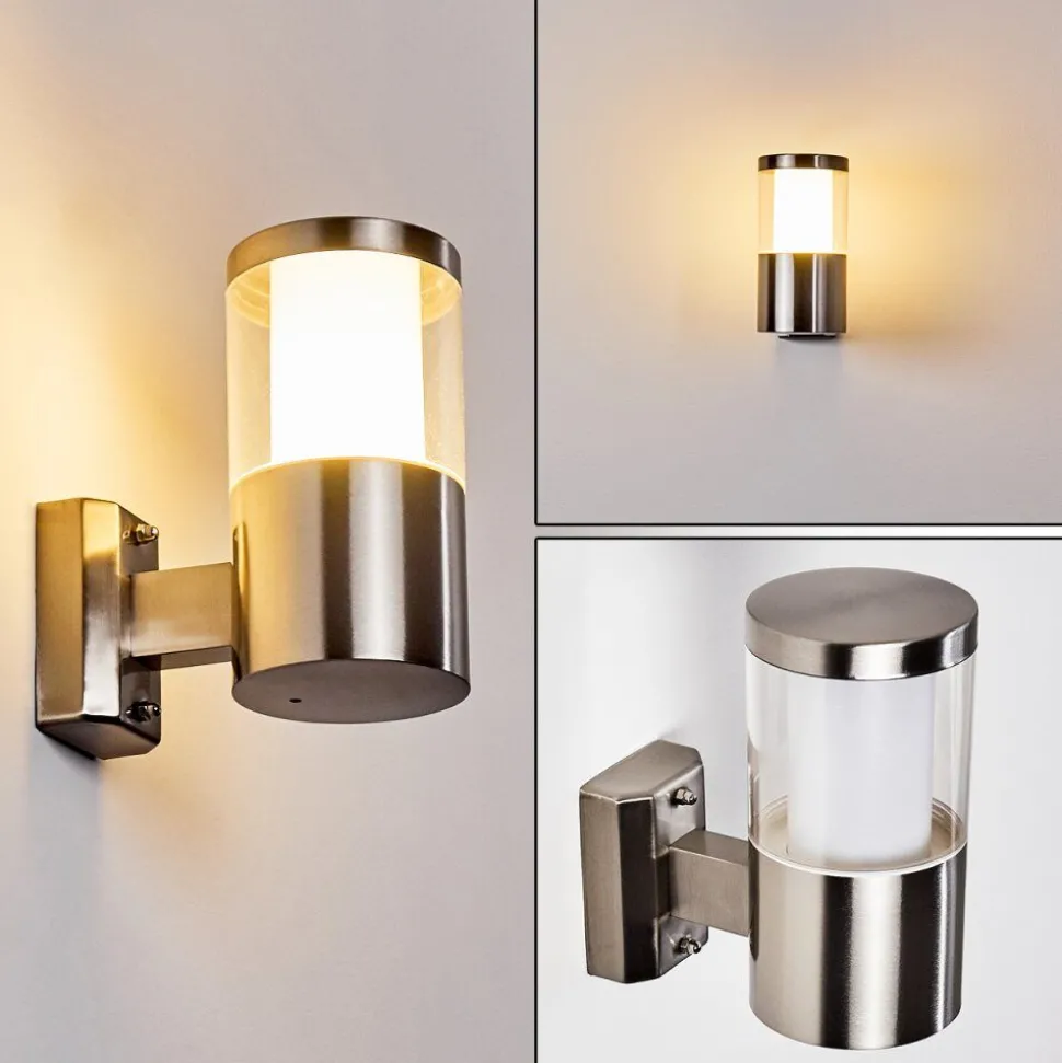Applique Murale D'Exterieur Leon Led Nickel Mat, 1 Lumiere