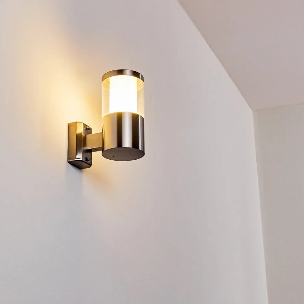 Applique Murale D'Exterieur Leon Led Nickel Mat, 1 Lumiere