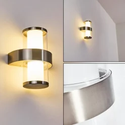 Applique Murale D'Exterieur Parawa Led Nickel Mat, 2 Lumieres