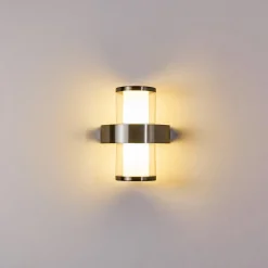 Applique Murale D'Exterieur Parawa Led Nickel Mat, 2 Lumieres