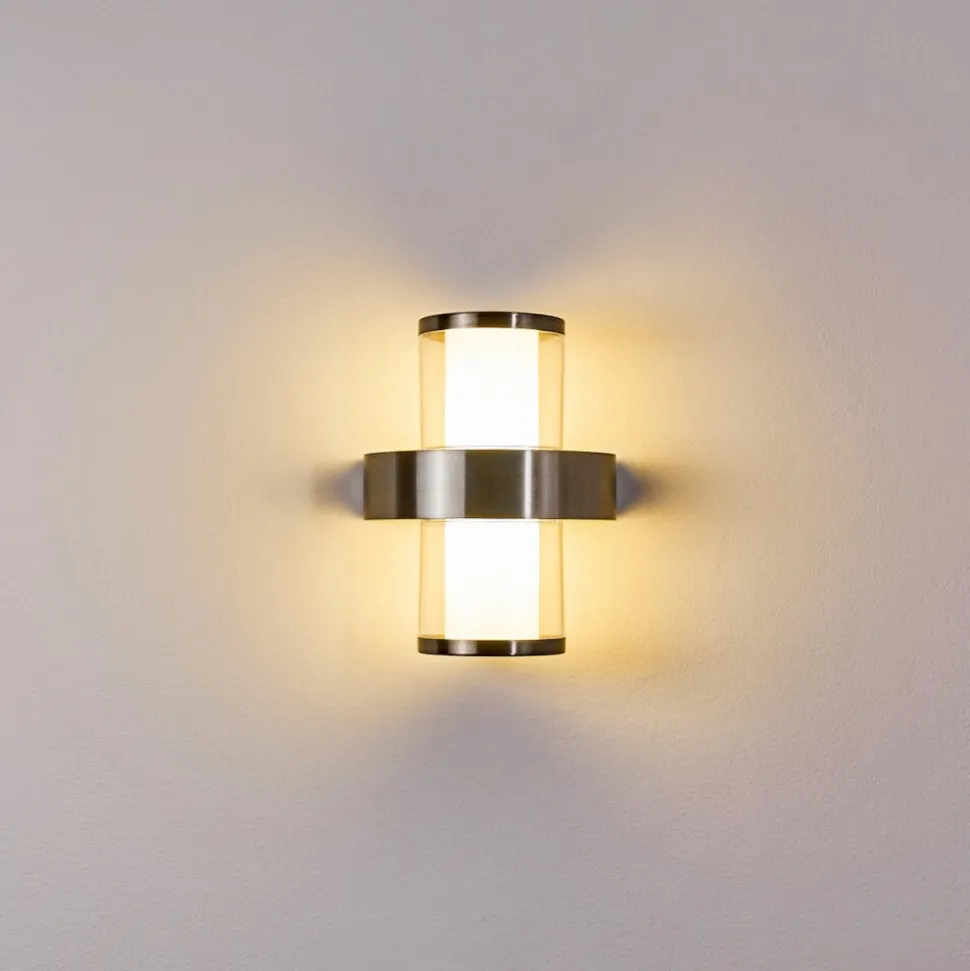 Applique Murale D'Exterieur Parawa Led Nickel Mat, 2 Lumieres