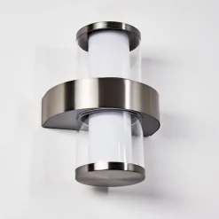 Applique Murale D'Exterieur Parawa Led Nickel Mat, 2 Lumieres