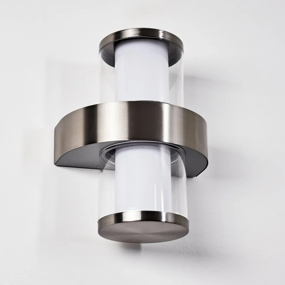 Applique Murale D'Exterieur Parawa Led Nickel Mat, 2 Lumieres