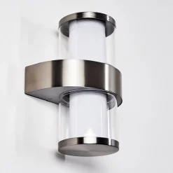 Applique Murale D'Exterieur Parawa Led Nickel Mat, 2 Lumieres