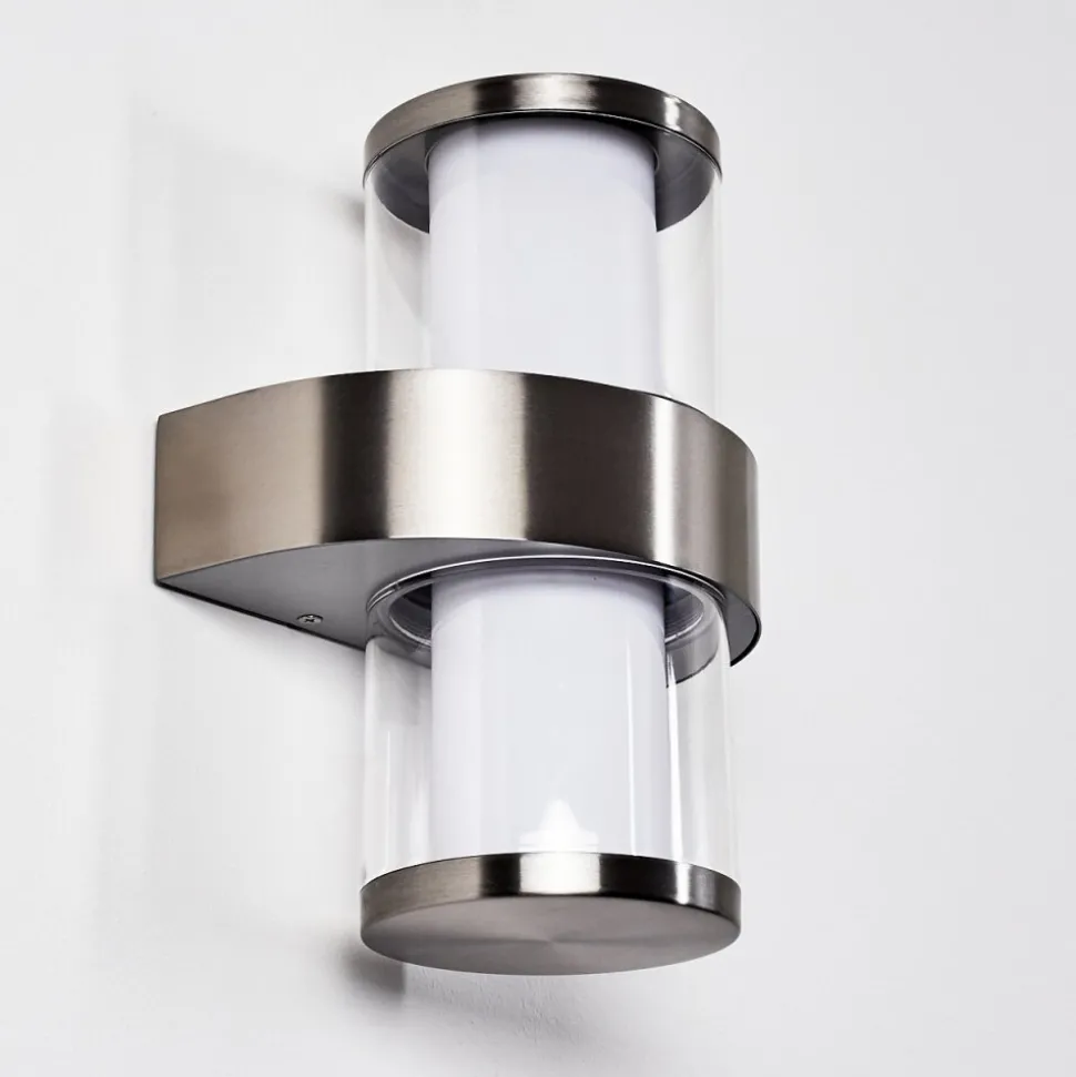 Applique Murale D'Exterieur Parawa Led Nickel Mat, 2 Lumieres