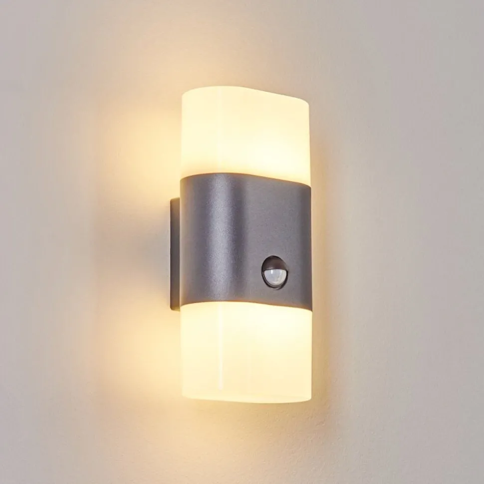 Applique Murale D'Exterieur Belerda Led Anthracite, 2 Lumieres, Detecteur De Mouvement