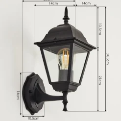 Applique Murale D'Exterieur Naofe Noir, 1 Lumiere