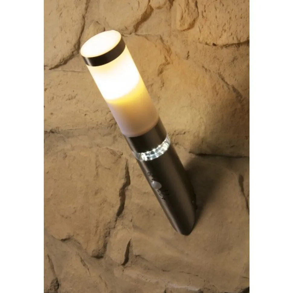 Applique Murale D'Exterieur Brilliant Bole Acier Inoxydable, 1 Lumiere, Detecteur De Mouvement