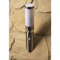 Applique Murale D'Exterieur Brilliant Bole Acier Inoxydable, 1 Lumiere, Detecteur De Mouvement