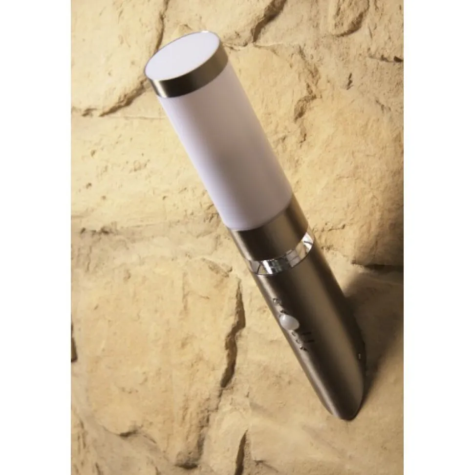 Applique Murale D'Exterieur Brilliant Bole Acier Inoxydable, 1 Lumiere, Detecteur De Mouvement