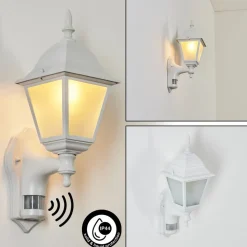 Applique Murale D'Exterieur Naofe Blanc, 1 Lumiere, Detecteur De Mouvement