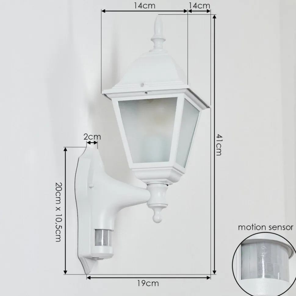 Applique Murale D'Exterieur Naofe Blanc, 1 Lumiere, Detecteur De Mouvement
