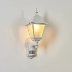 Applique Murale D'Exterieur Naofe Blanc, 1 Lumiere, Detecteur De Mouvement