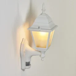 Applique Murale D'Exterieur Naofe Blanc, 1 Lumiere, Detecteur De Mouvement