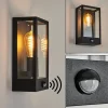 Applique Murale D'Exterieur Caudry Noir, 1 Lumiere, Detecteur De Mouvement