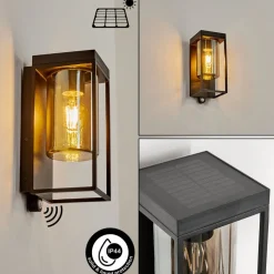 Applique Murale D'Exterieur Palanga Led Noir, 1 Lumiere, Detecteur De Mouvement