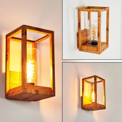 Applique Murale D'Exterieur Leset Brun, Couleur Bois, 1 Lumiere