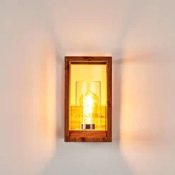 Applique Murale D'Exterieur Leset Brun, Couleur Bois, 1 Lumiere