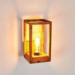 Applique Murale D'Exterieur Leset Brun, Couleur Bois, 1 Lumiere