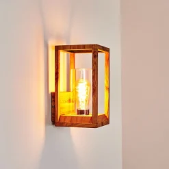 Applique Murale D'Exterieur Leset Brun, Couleur Bois, 1 Lumiere