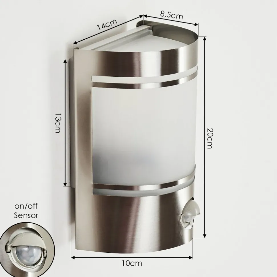 Applique Murale D'Exterieur Visnum Nickel Mat, Blanc, 1 Lumiere, Detecteur De Mouvement
