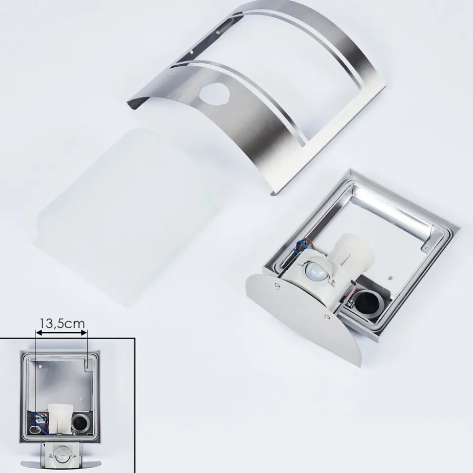 Applique Murale D'Exterieur Visnum Nickel Mat, Blanc, 1 Lumiere, Detecteur De Mouvement