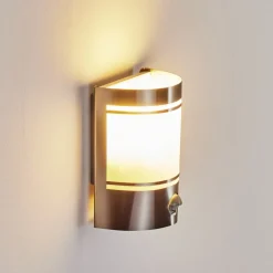 Applique Murale D'Exterieur Visnum Nickel Mat, Blanc, 1 Lumiere, Detecteur De Mouvement