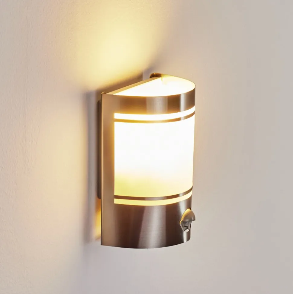 Applique Murale D'Exterieur Visnum Nickel Mat, Blanc, 1 Lumiere, Detecteur De Mouvement