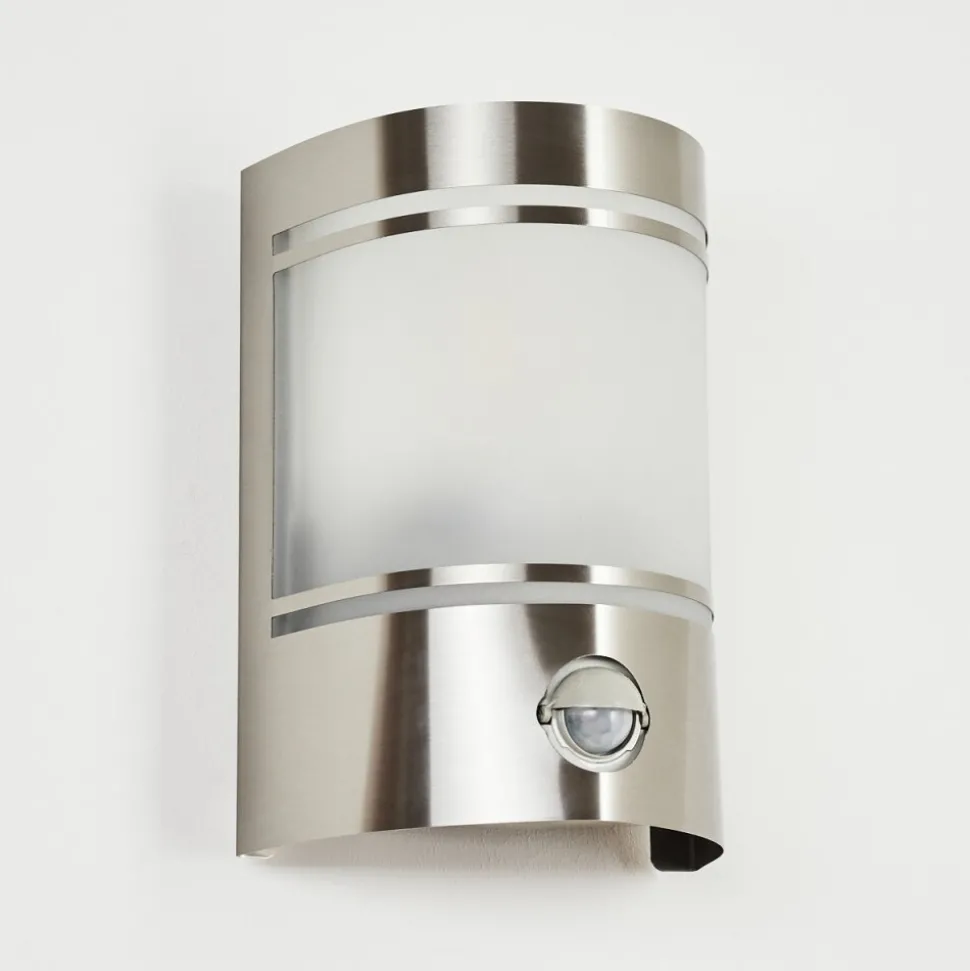 Applique Murale D'Exterieur Visnum Nickel Mat, Blanc, 1 Lumiere, Detecteur De Mouvement