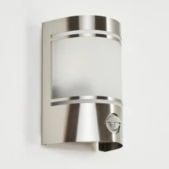 Applique Murale D'Exterieur Visnum Nickel Mat, Blanc, 1 Lumiere, Detecteur De Mouvement