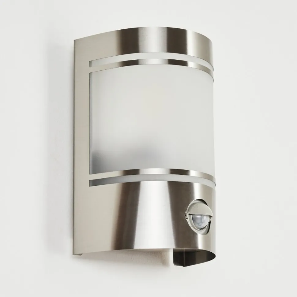 Applique Murale D'Exterieur Visnum Nickel Mat, Blanc, 1 Lumiere, Detecteur De Mouvement