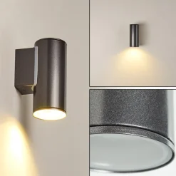 Applique Murale D'Exterieur Brachy Led Noir, 2 Lumieres