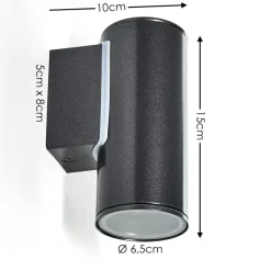 Applique Murale D'Exterieur Brachy Led Noir, 2 Lumieres