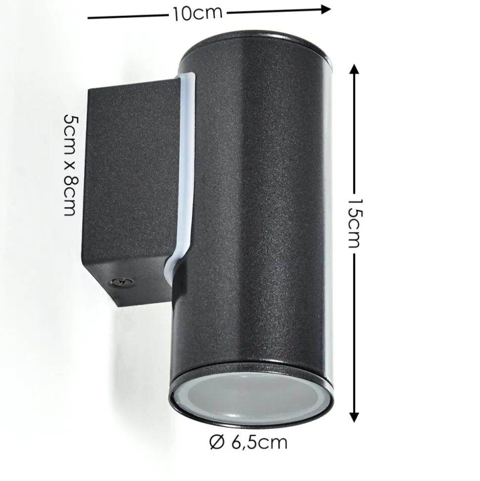 Applique Murale D'Exterieur Brachy Led Noir, 2 Lumieres