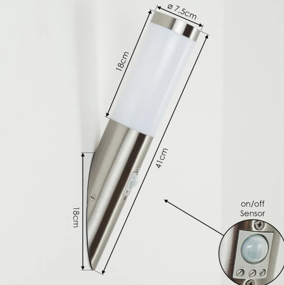 Applique Murale D'Exterieur Sessa Nickel Mat, 1 Lumiere, Detecteur De Mouvement