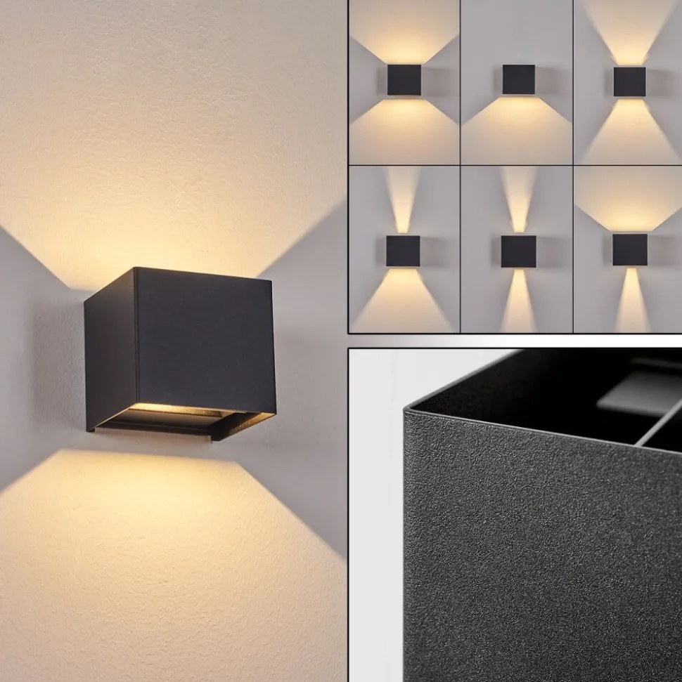 Applique Murale D'Exterieur Everton Led Noir, 2 Lumieres
