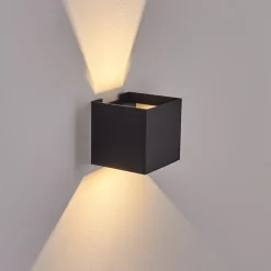 Applique Murale D'Exterieur Everton Led Noir, 2 Lumieres