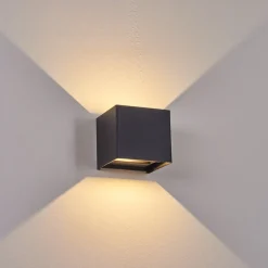 Applique Murale D'Exterieur Everton Led Noir, 2 Lumieres