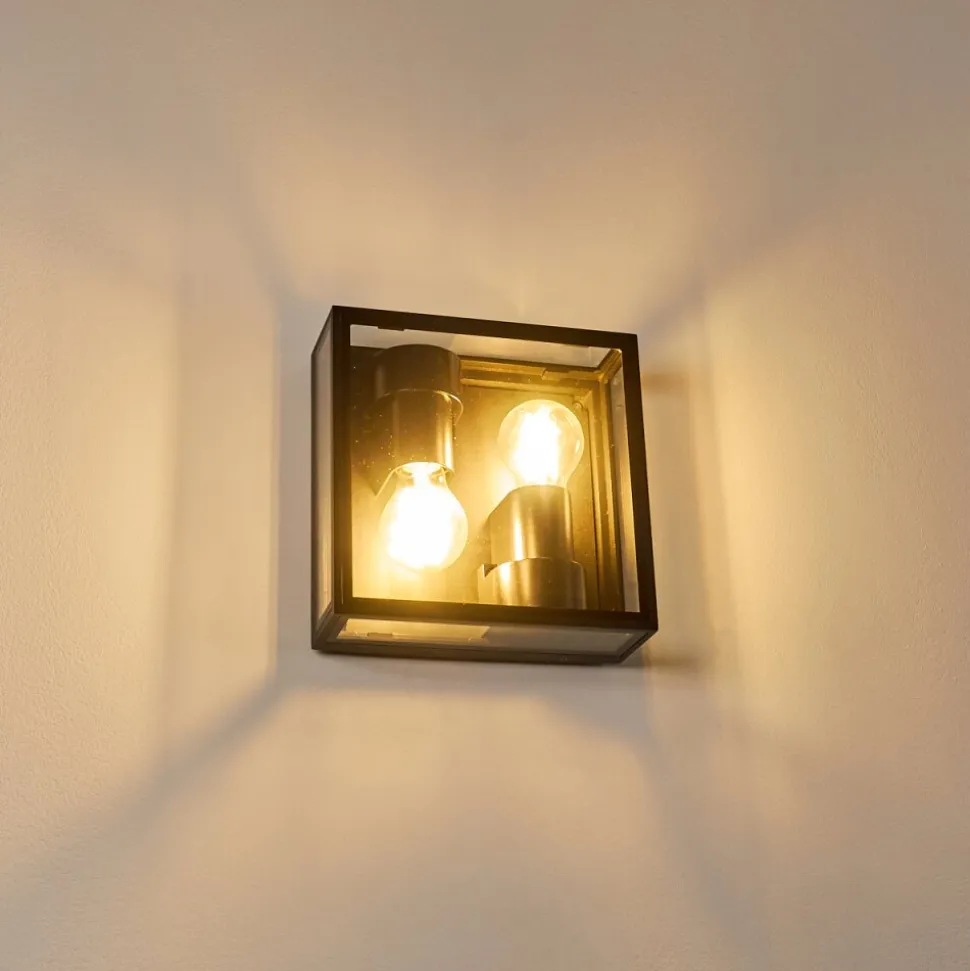 Applique Murale D'Exterieur Minakata Noir, 2 Lumieres