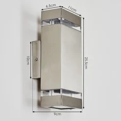 Applique Murale D'Exterieur Edevik Nickel Mat, 2 Lumieres