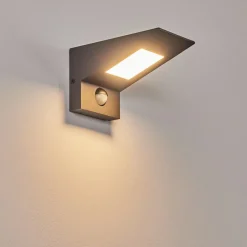 Applique Murale D'Exterieur Matlava Led Anthracite, Blanc, 1 Lumiere, Detecteur De Mouvement