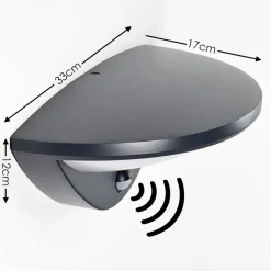 Applique Murale D'Exterieur Carano Led Noir, 1 Lumiere, Detecteur De Mouvement