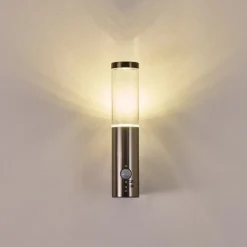 Applique Murale D'Exterieur Noreaz Led Acier Inoxydable, 1 Lumiere, Detecteur De Mouvement