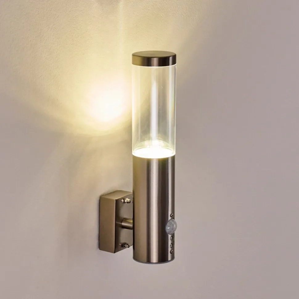 Applique Murale D'Exterieur Noreaz Led Acier Inoxydable, 1 Lumiere, Detecteur De Mouvement