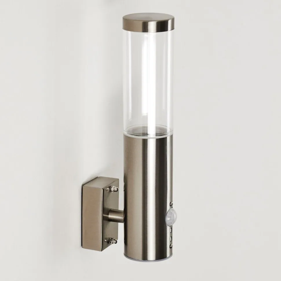 Applique Murale D'Exterieur Noreaz Led Acier Inoxydable, 1 Lumiere, Detecteur De Mouvement