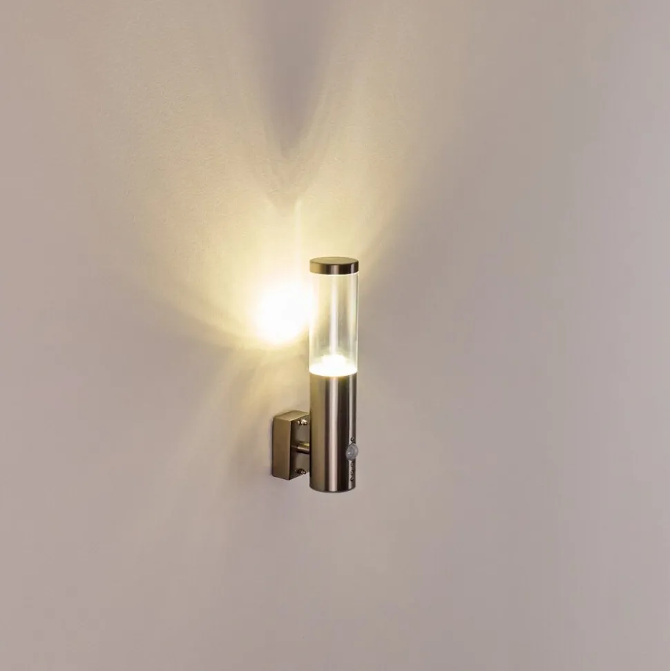 Applique Murale D'Exterieur Noreaz Led Acier Inoxydable, 1 Lumiere, Detecteur De Mouvement