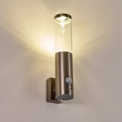 Applique Murale D'Exterieur Noreaz Led Acier Inoxydable, 1 Lumiere, Detecteur De Mouvement